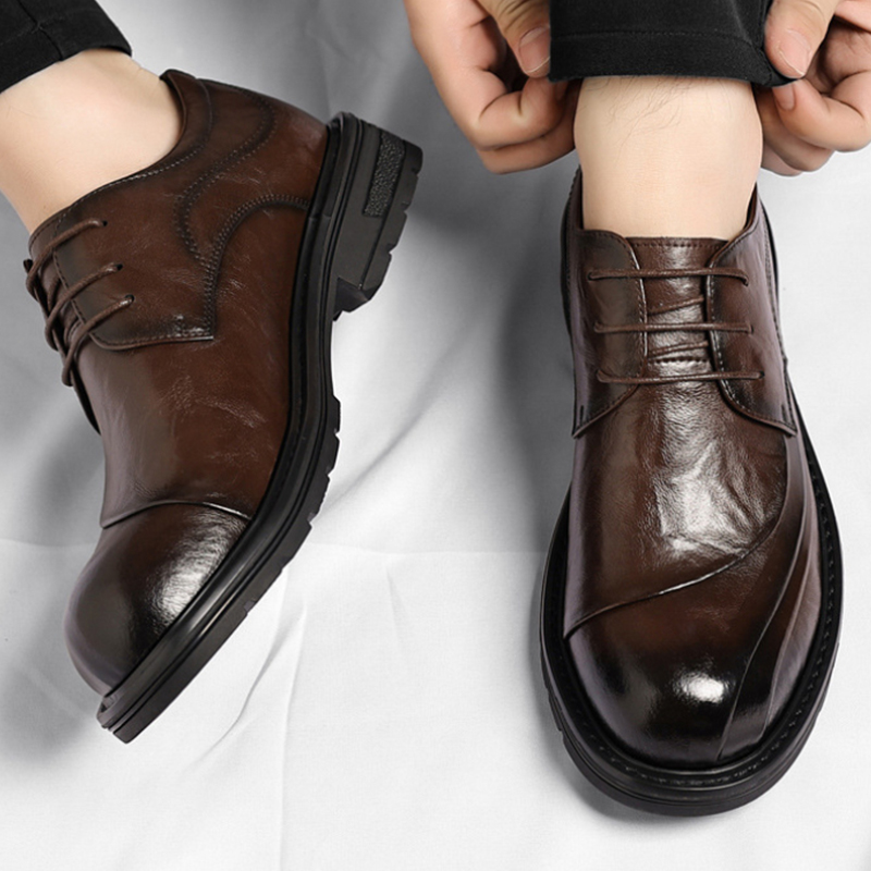 Men'S Grooming Oxford - Sapatos de Couro Genuíno Marrom Envelhecido